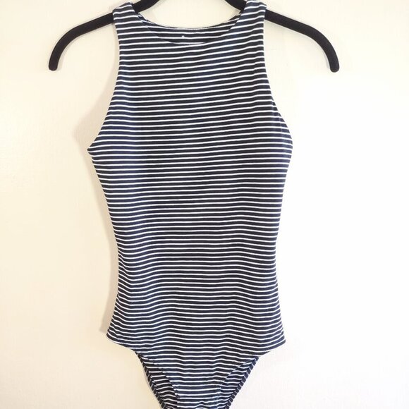 Everlane Sleeveless Tank Top Bodysuit Black White Stripe Soft Stretch Size XS - Picture 2 of 8